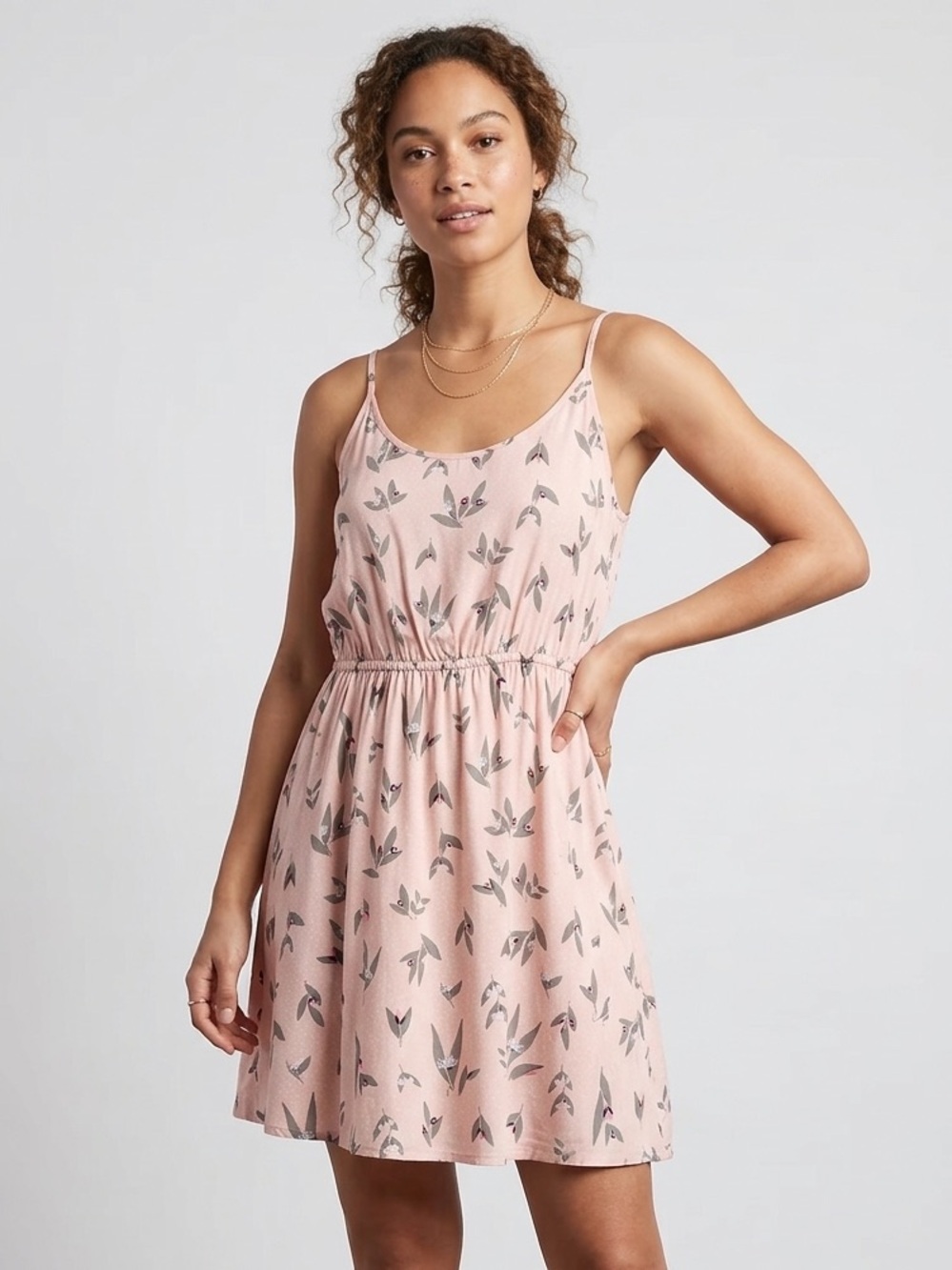 GAP Pink Floral Spaghetti-Strap Mini Dress